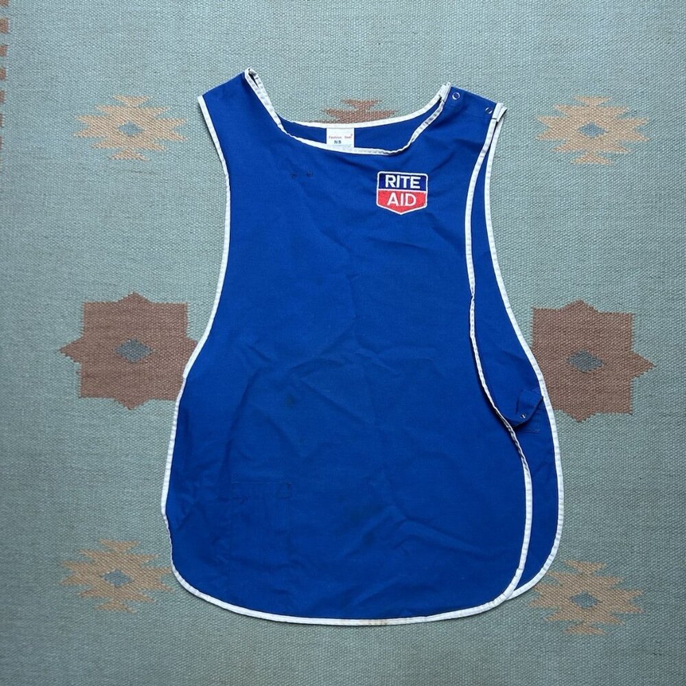 Vintage 80s 90s Rite Aid employee uniform vest jacket costume blue USA medium